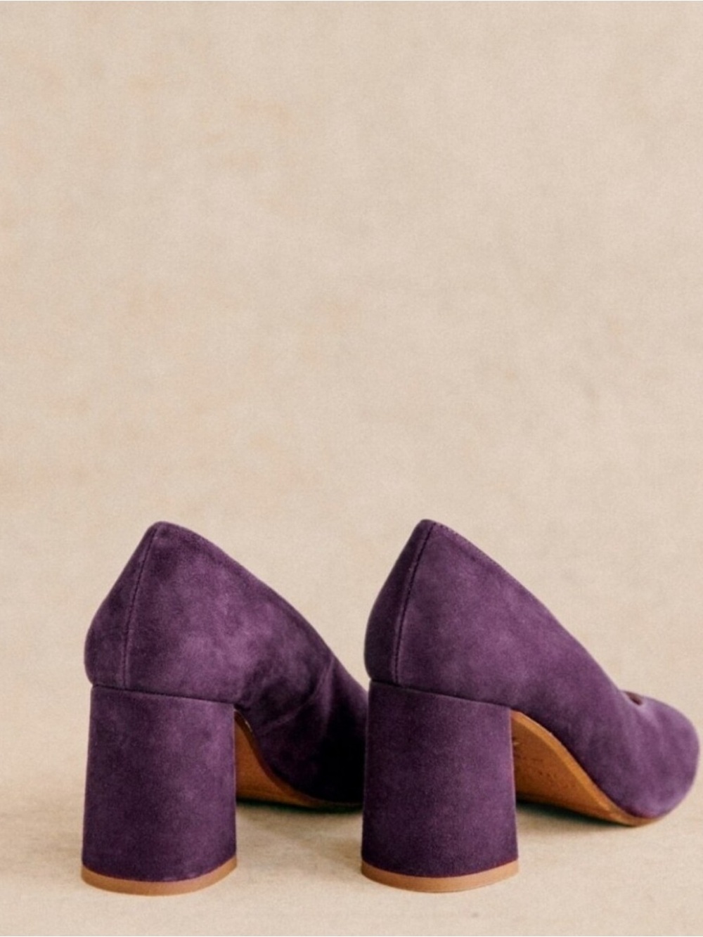 Sezane Purple Suede Block Heel Pumps - Picture 5 of 9